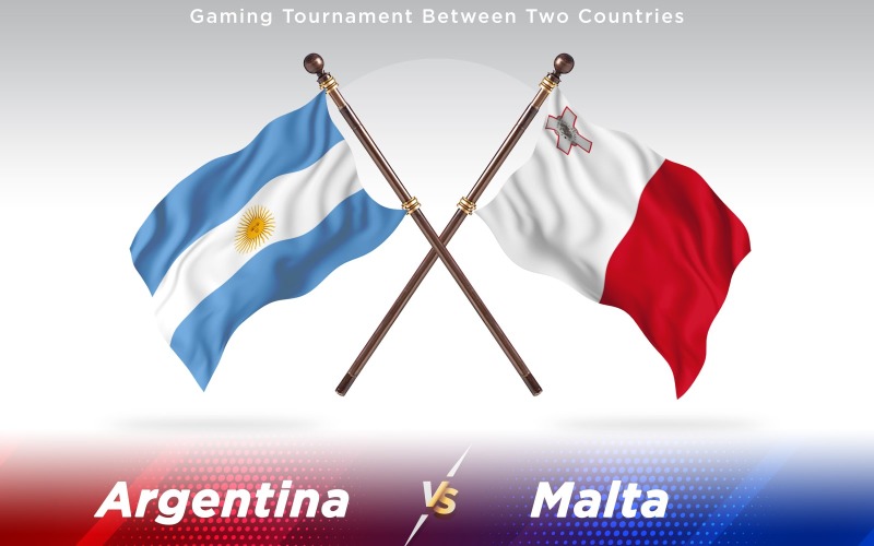 阿根廷与马耳他两个国家的国旗-光栅插图