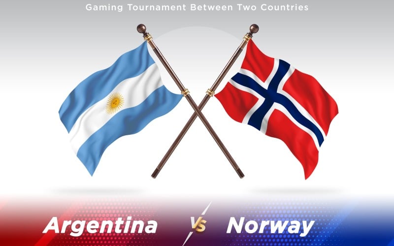 阿根廷与挪威两个国家的国旗-光栅插图