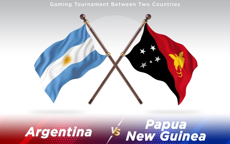 Argentína és Pápua Új-Guinea két ország zászlaja - illusztráció