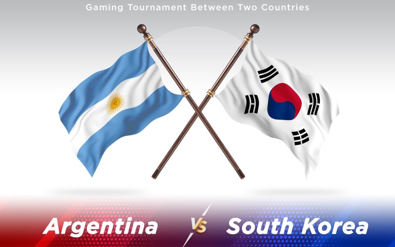 Argentína kontra Dél-Korea két ország zászlói - illusztráció