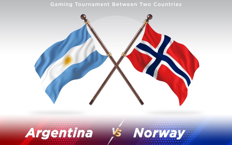 Argentína kontra Norvégia két ország zászlói - illusztráció