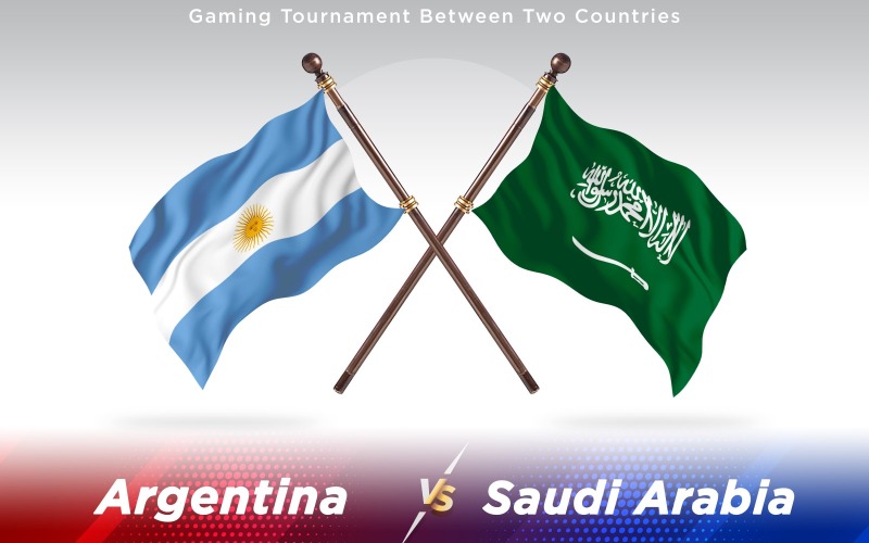 Argentina versus banderas de dos países de Arabia Saudita - ilustración