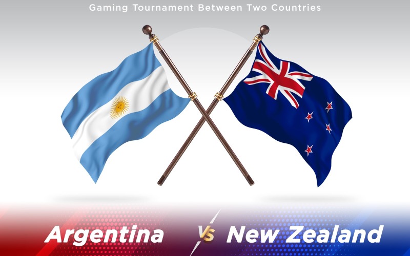Argentina versus banderas de dos países de Nueva Zelanda - ilustración