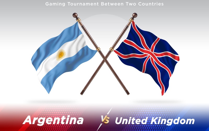 Argentina versus banderas de dos países del Reino Unido - ilustración