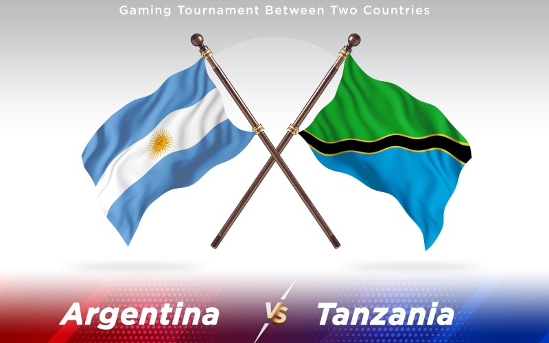 Argentina versus Tanzania Two Countries Flags - Illustration