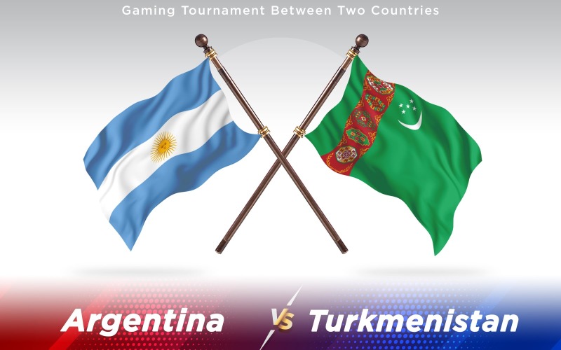 Argentina versus Turcomenistão - Bandeiras de dois países - ilustração