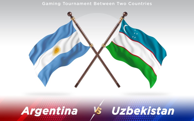 Argentina versus Uzbequistão Bandeiras de dois países - ilustração