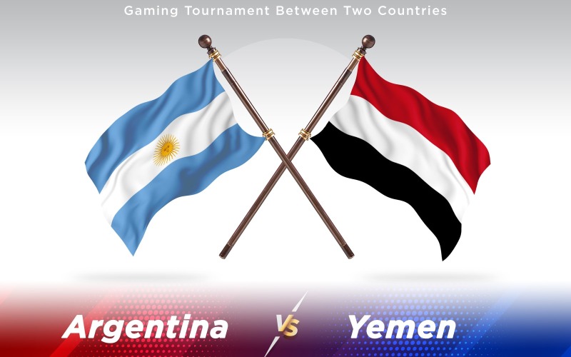 Argentine contre Yémen Drapeaux de deux pays - Illustration