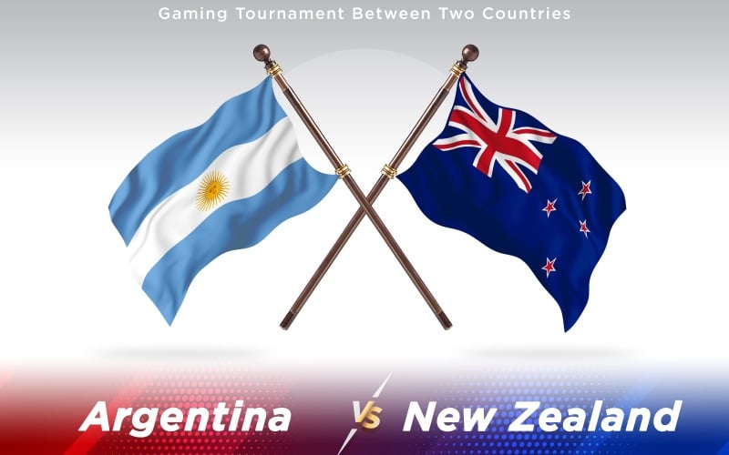 Argentyna kontra Nowa Zelandia Flagi dwóch krajów - ilustracja