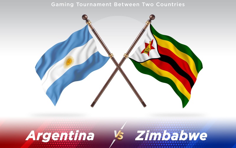 Arjantin ile Zimbabve İki Ülkenin Bayrakları - İllüstrasyon