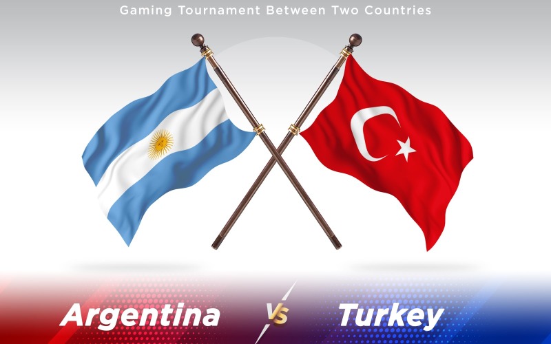 Arjantin Türkiye'ye Karşı İki Ülkenin Bayrakları - İllüstrasyon
