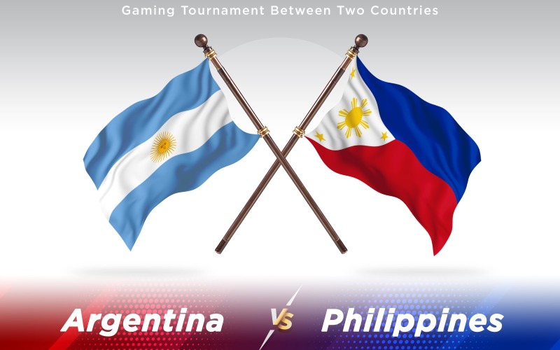 Arjantin ve Filipinler'e Karşı İki Ülke Bayrakları - İllüstrasyon