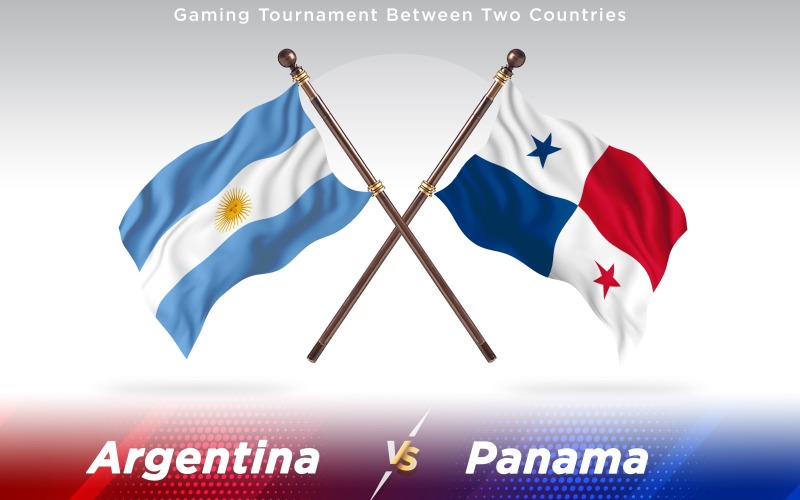 Arjantin ve Panama İki Ülkenin Bayrakları - İllüstrasyon