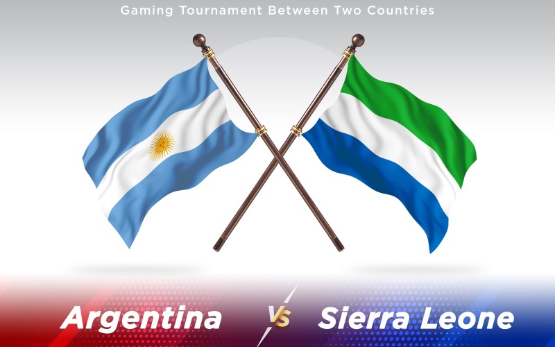 Arjantin ve Sierra Leone İki Ülkenin Bayrakları - İllüstrasyon