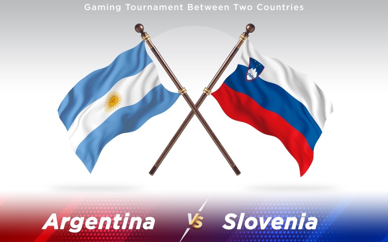 Arjantin ve Slovenya İki Ülkenin Bayrakları - İllüstrasyon