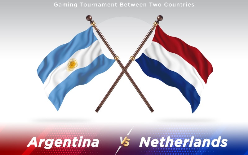 Bandeiras de dois países Argentina versus Holanda - ilustração