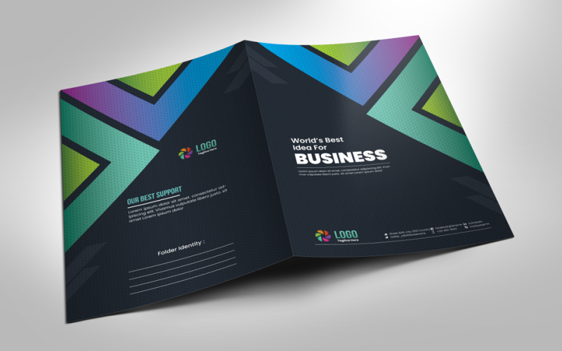 Download Фирменный стиль "Business Presentation Folder - Corporate Identity Template" / Business Presentation Folder - Corporate Identity Template - Фирменный стиль на тему графика black,blue,both side design,business card,creative,design,flyer,graphic,green,landscape,logo,magazine,modern,modern design,official,presentation,print,print ready,professional,simple