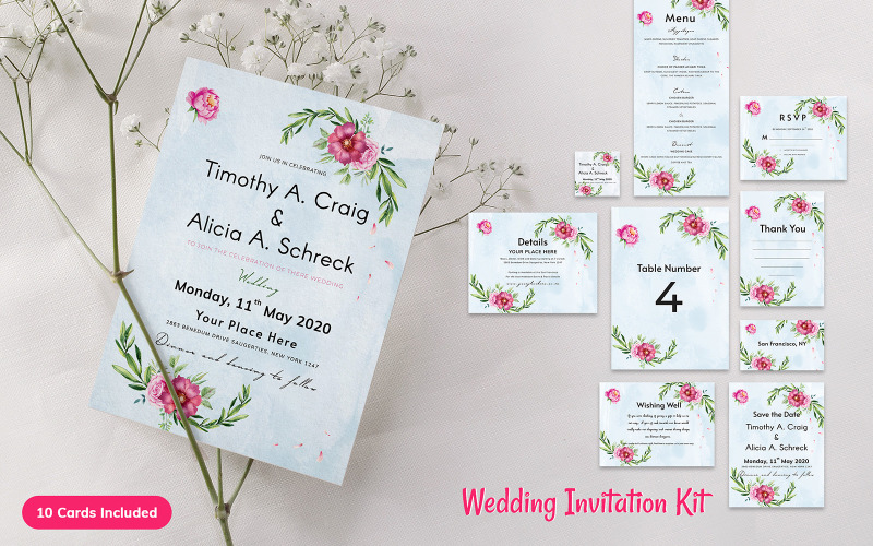 Download Фирменный стиль "Craig - Wedding Invitation Kit - Corporate Identity Template" / Craig - Wedding Invitation Kit - Corporate Identity Template - Фирменный стиль на тему графика wedding,invitation,cards,savethedate,reception,print,invite,rsvp,florals,elegant,flyer,poster,greeting,marriage,post