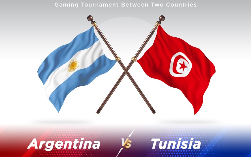 Прапори Аргентини проти Тунісу двох країн - ілюстрація