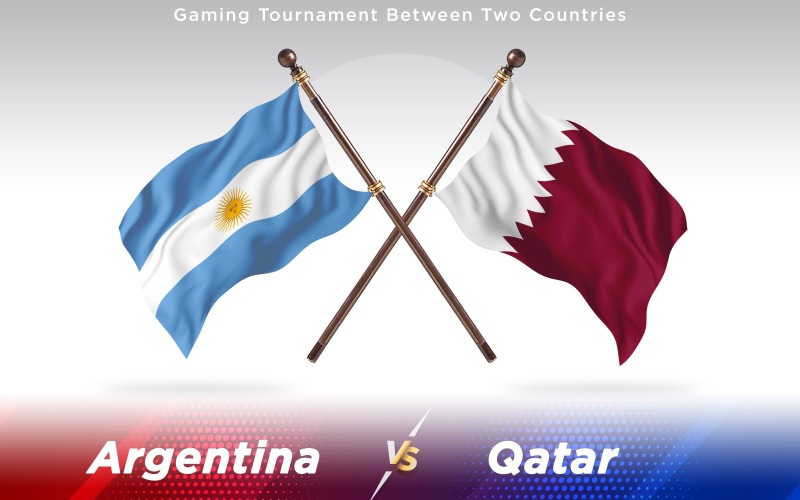 Vlajky dvou zemí proti Argentině a Kataru - ilustrace
