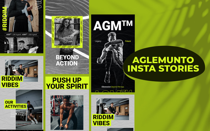 Download Шаблон для соцсетей "Aglemunto Fitness - Insta Story Social Media Template" / Aglemunto Fitness - Insta Story Social Media Template - Шаблон для соцсетей на тему графика social media,instagram,fashion,simple,modern,hype,future,wear,gym,fitness,strong,fit,fitness wear