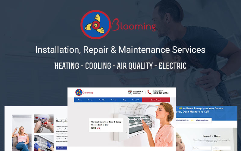 Blooming - Plantilla de página de destino de servicios de instalación, reparación y mantenimiento de CA