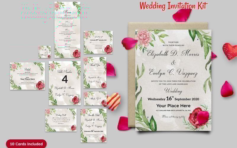 Download Фирменный стиль "Floral Wedding Invitation Kit - Corporate Identity Template" / Floral Wedding Invitation Kit - Corporate Identity Template - Фирменный стиль на тему графика wedding,invitation,cards,savethedate,reception,print,invite,rsvp,florals,elegant,flyer,poster,greeting,marriage,post