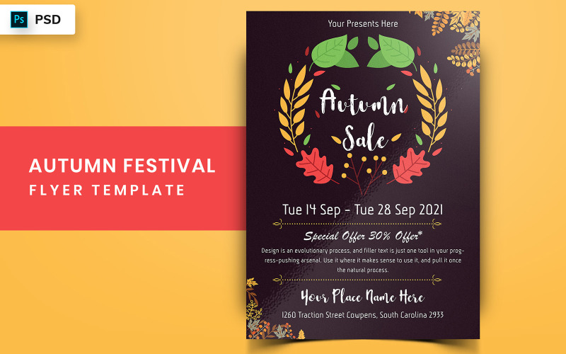 Pim - Conception de flyer du festival d'automne - Modèle d'identité d'entreprise