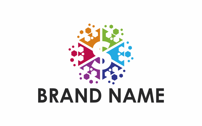 Plantilla de logotipo de letra S hexagonal