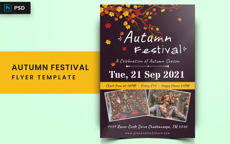 Pual - Conception de flyer du festival d'automne - Modèle d'identité d'entreprise