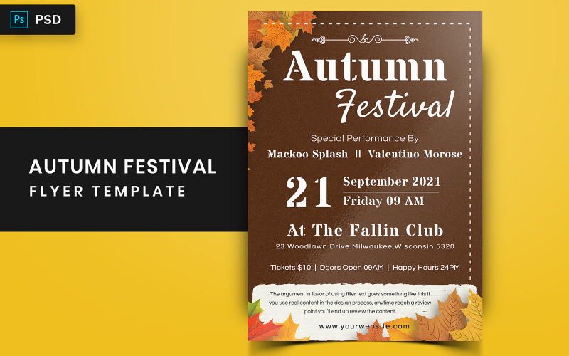 Ted - Conception de flyer du festival d'automne - Modèle d'identité d'entreprise