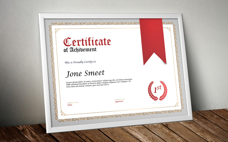 Download Шаблон сертификата "Achivement Certificate Template" / Achivement Certificate Template - Шаблон сертификата на тему графика certificate,reward,award,appreciation,achievement,recognition,completion,academic,college,office,corporate,multipurpose,a4,diploma,school,word,ai