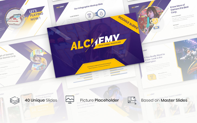 Alchemy - Esport Gaming Präsentationsvorlage Google Slides