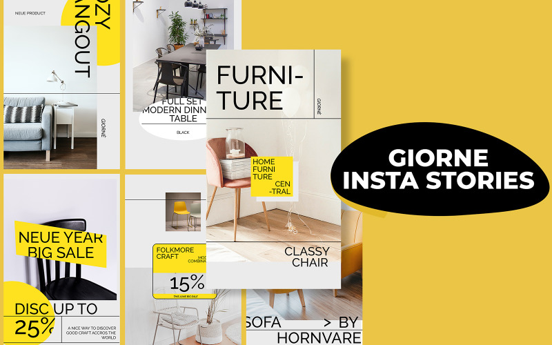 Download Шаблон для соцсетей "Giorne Furniture - Insta Stories Social Media Template" / Giorne Furniture - Insta Stories Social Media Template - Шаблон для соцсетей на тему графика furniture,living room,decoration,interior,sofa,sale,sale flyer,instagram,chair