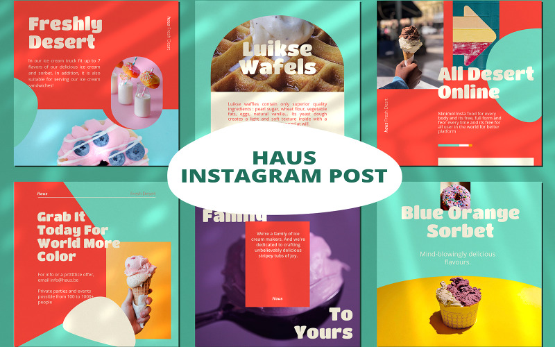 Download Шаблон для соцсетей "Haus Sweet - Instagram post Social Media Template" / Haus Sweet - Instagram post Social Media Template - Шаблон для соцсетей на тему графика cafe,dessert,ice cream,modern,sweet,waffel,ice,cake,resto,restaurant,donut