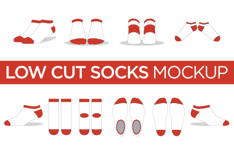 Laag uitgesneden sokken - Vector sjabloon productmodel