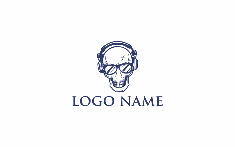 Download Шаблон логотипа "Skull Music" / Skull Music - Шаблон логотипа на тему графика music,skull,illustration,design,symbol,dead,vector,skeleton,human,sketch,graphic,headphones,horror,rock,black,sound,icon,danger,logo,gangster