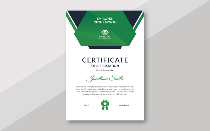 Abstrakt grönt certifikatmall