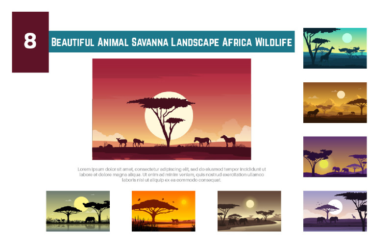 8 Beau paysage de savane animale Afrique Faune