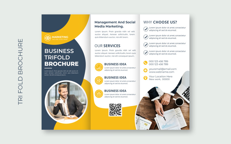 Business Tri Fold prospektus borító sablon - Vállalati-azonosság sablon