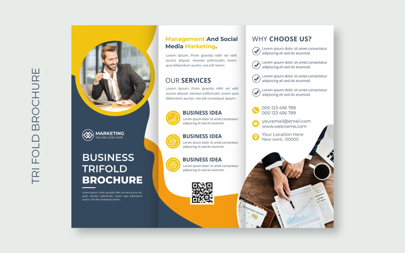 Download Фирменный стиль "Corporate Business Trifold Brochure Cover Identity - Corporate Identity Template" / Corporate Business Trifold Brochure Cover Identity - Corporate Identity Template - Фирменный стиль на тему графика tri fold brochure,brochure,flyer,business tri fold brochure,corpoarte flyer template,abstract,cover,template,triangle,business flyer,layout,marketing,polygon,idea,leaflet,promotion,presentati