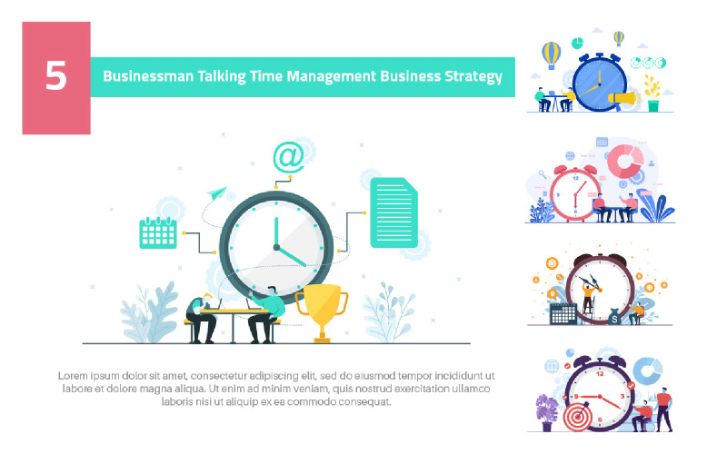 Geschäftsmann, der Zeitmanagement spricht - Illustration
