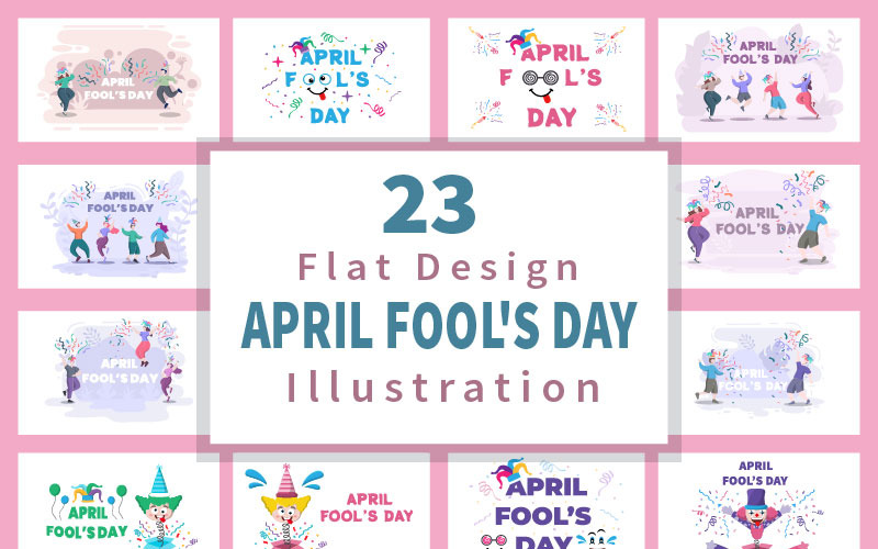 Download Иллюстрация "23 Happy April Fools' Day - Illustration" / 23 Happy April Fools' Day - Illustration - Иллюстрация на тему графика fools,happiness,today,joke,comedy,april,day,costume,crazy,illustration,character,season,festival,celebration,party,circus,holiday,hat,jester,clown