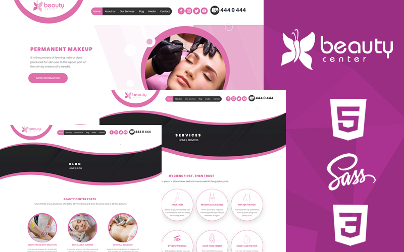 Креативный HTML5 и CSS3 шаблон сайта Beauty Center