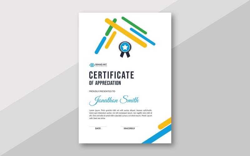 Download Шаблон сертификата "Modern Award  Theme Certificate Template" / Modern Award  Theme Certificate Template - Шаблон сертификата на тему графика certificate,theme,graphic,elegant,flat,wave,minimal,modern,layout,text,brand,template,blank