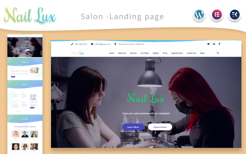 Nail Lux - Manicuresalon Landingspagina WordPress-thema