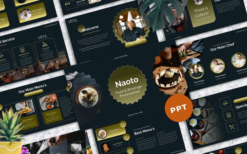 Naoto - Їжа та напої шаблон PowerPoint