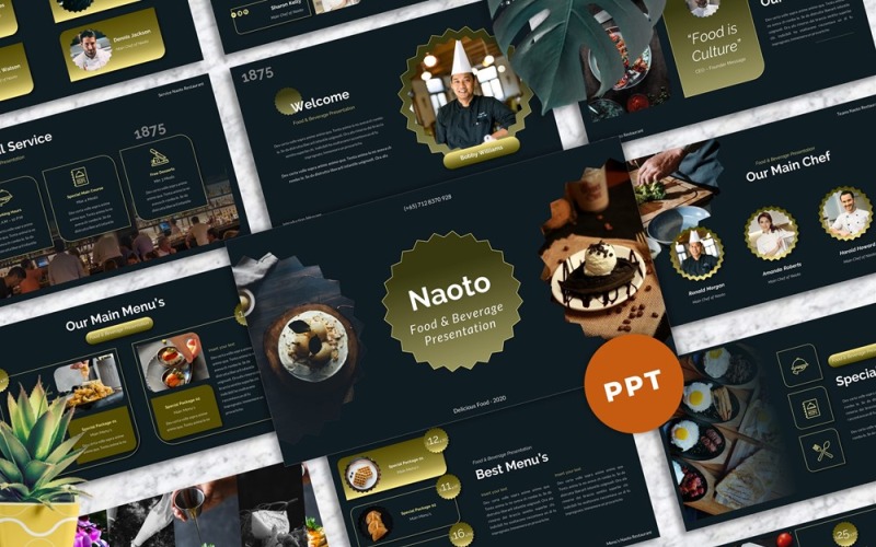 Naoto - Jídlo a nápoje PowerPoint šablony