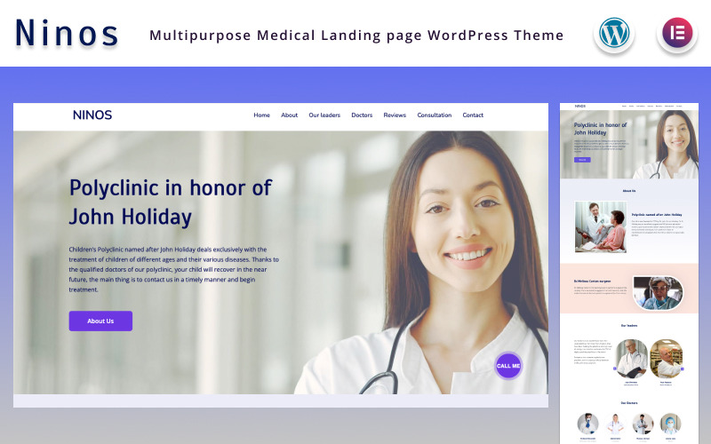 Ninos - Página de destino médica multipropósito Elementor WordPress Theme
