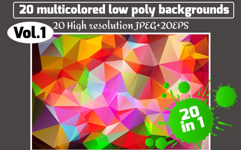 Download Background "Polygon Vector Set Background" / Polygon Vector Set Background - Background на тему графика background,abstract,vector,design,pattern,triangle,triangular,mosaic,element,texture,illustration,style,shape,beautiful,color,art,geometric,modern,light,decoration